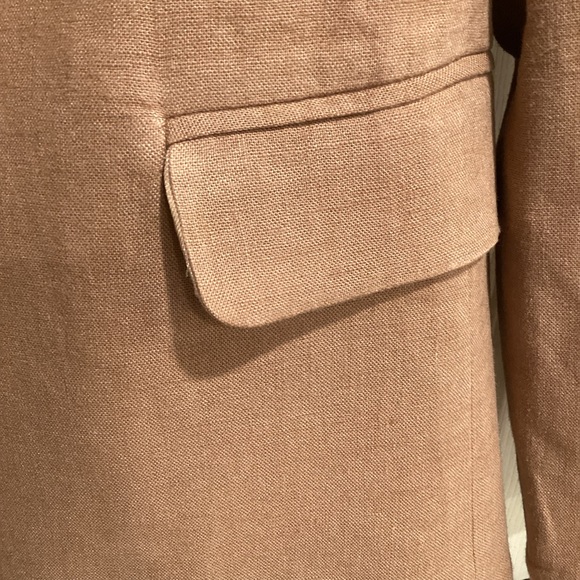 Abercrombie & Fitch Ladies Camel Linen-Blend Single-Breasted Blazer, Size S - Picture 4 of 10